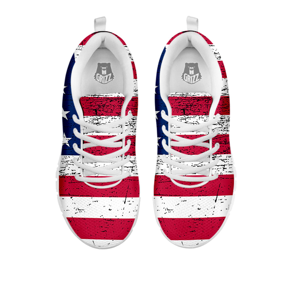 Flag USA Grunge Print White Sneaker-grizzshop