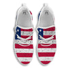 Flag USA Grunge Print White Walking Shoes-grizzshop