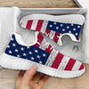 Flag USA Grunge Print White Walking Shoes-grizzshop