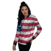 Flag USA Grunge Print Women's Bomber Jacket-grizzshop