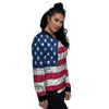 Flag USA Grunge Print Women's Bomber Jacket-grizzshop