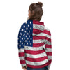 Flag USA Grunge Print Women's Hoodie-grizzshop