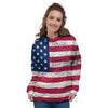 Flag USA Grunge Print Women's Hoodie-grizzshop