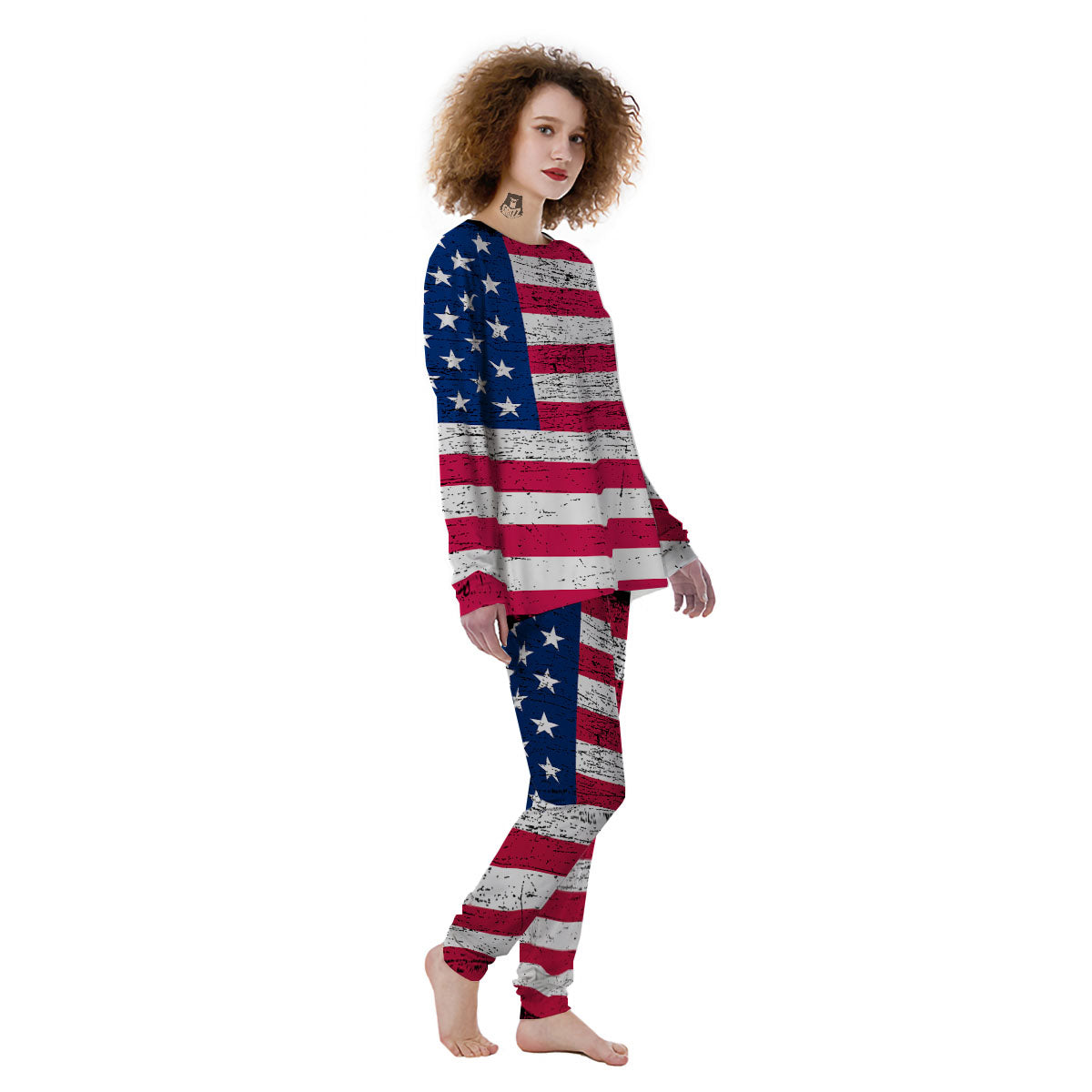 Flag USA Grunge Print Women's Pajamas-grizzshop