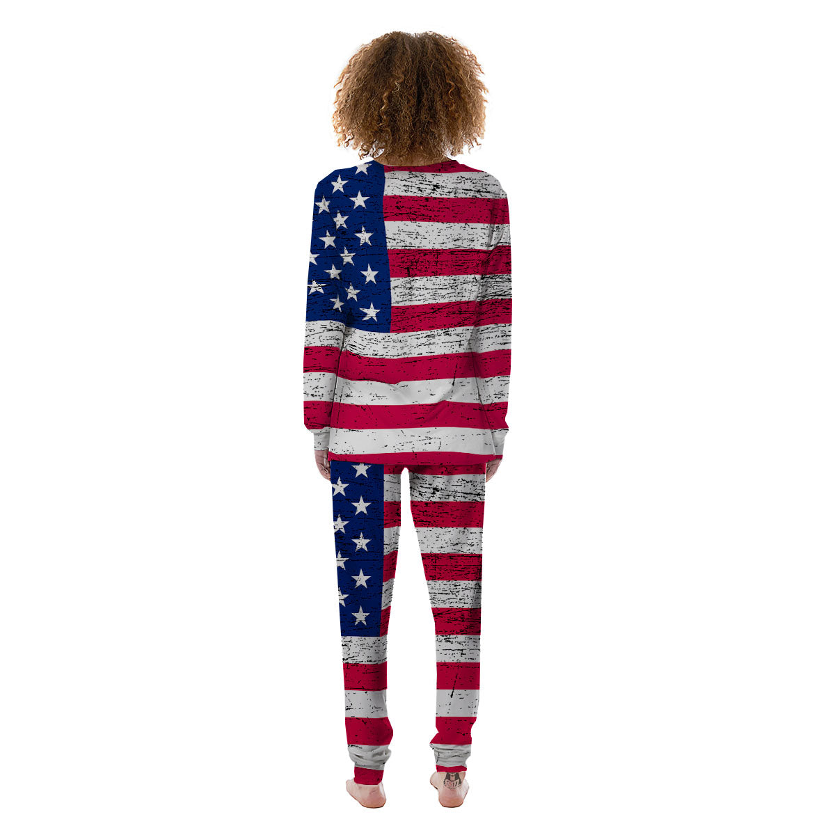 Flag USA Grunge Print Women's Pajamas-grizzshop