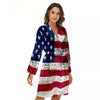 Flag USA Grunge Print Women's Robe-grizzshop