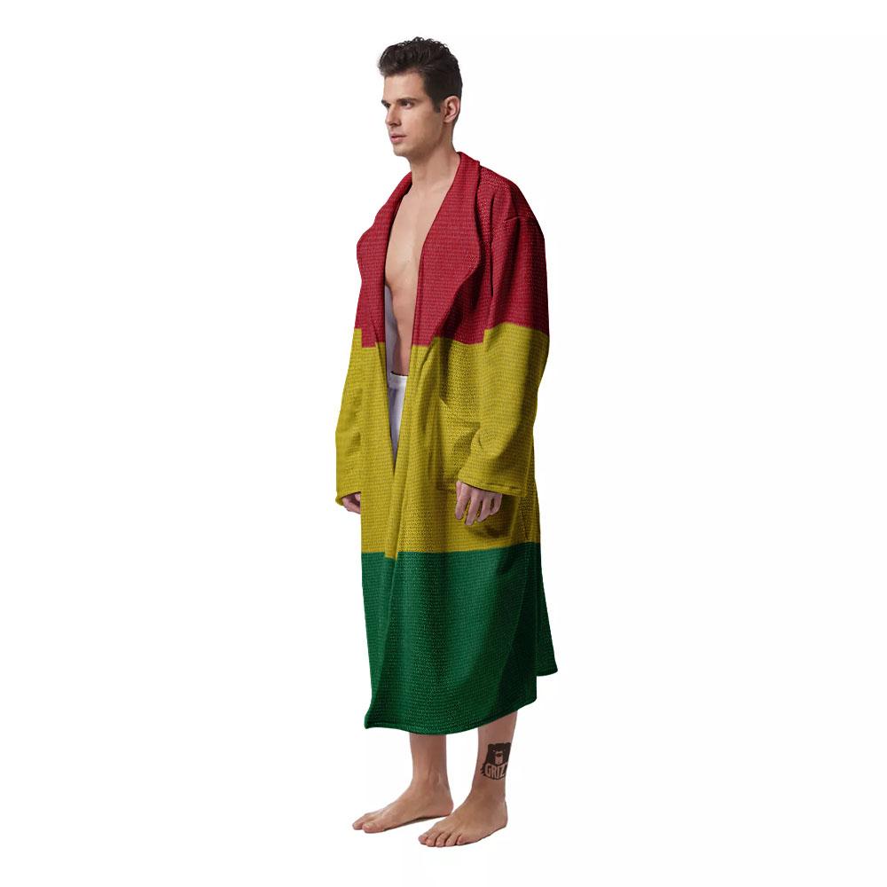 Flag Rasta Print Men's Robe-grizzshop