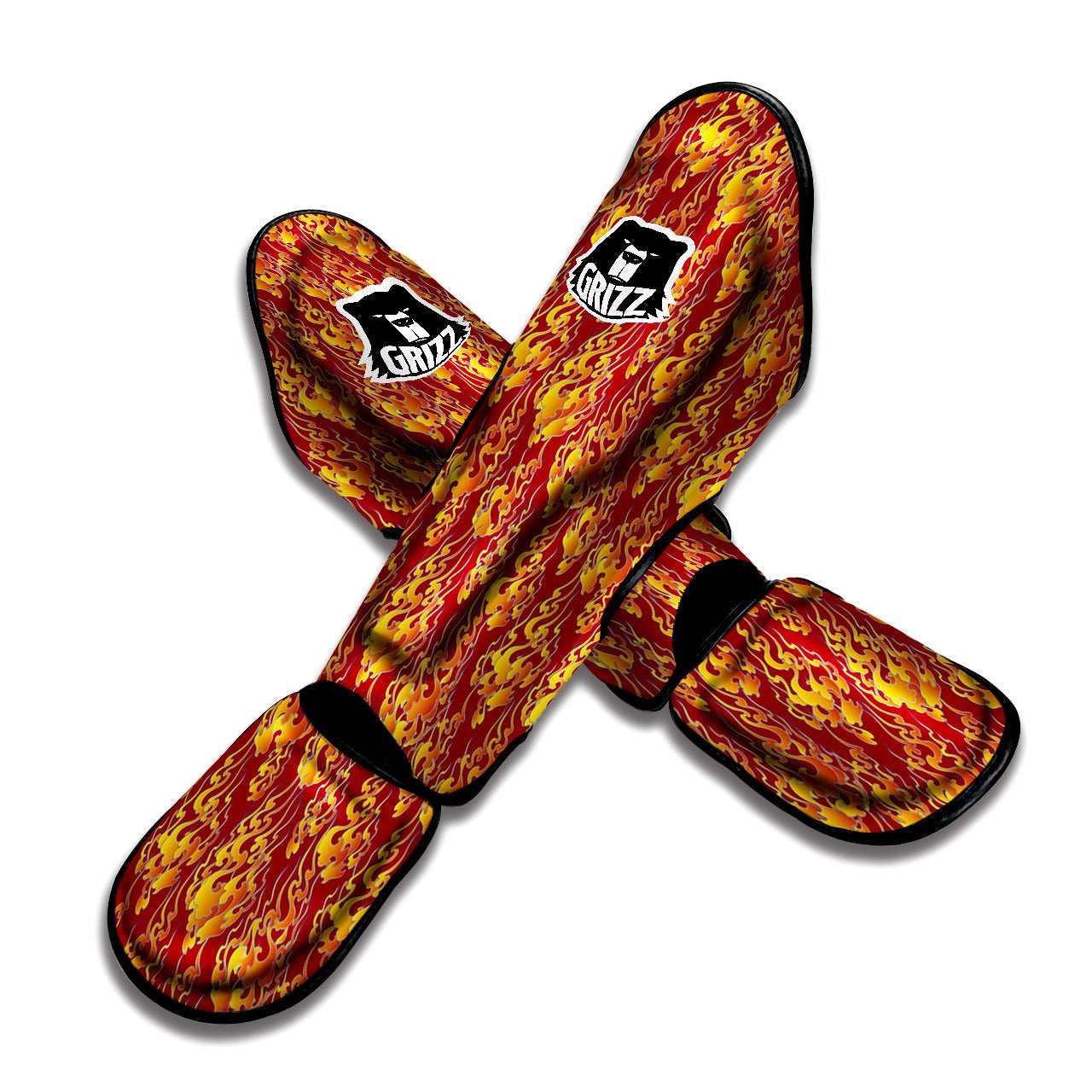 Flame Burning Japanese Art Print Pattern Muay Thai Shin Guards-grizzshop