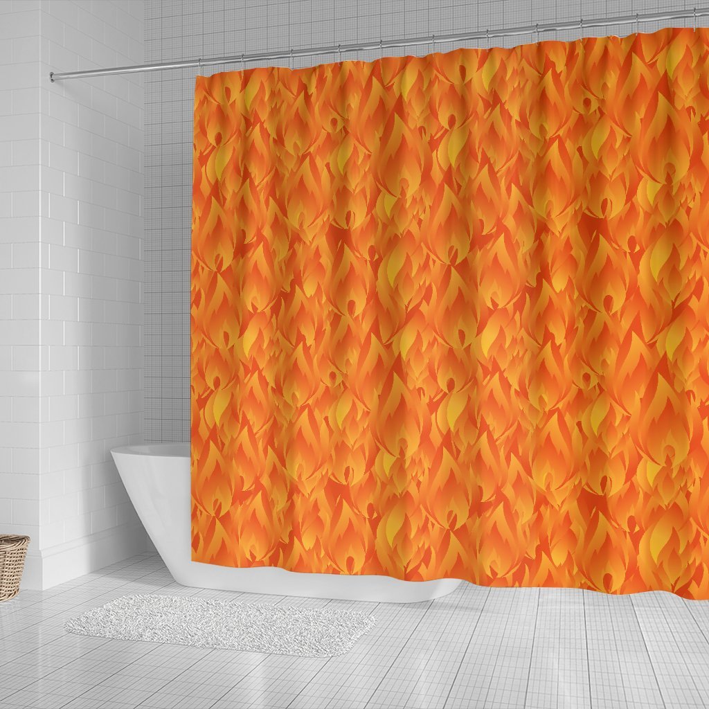 Flame Fire Pattern Print Bathroom Shower Curtain-grizzshop