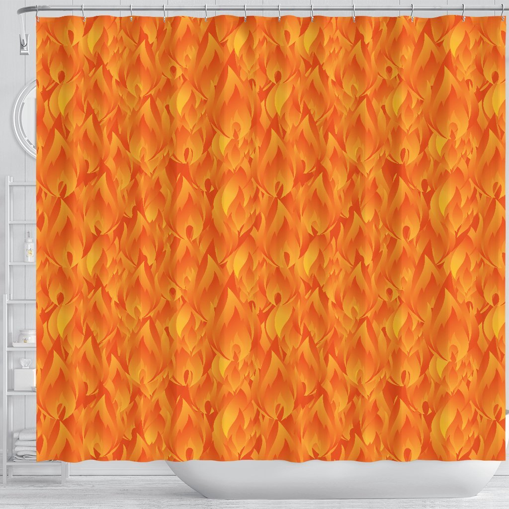 Flame Fire Pattern Print Bathroom Shower Curtain-grizzshop