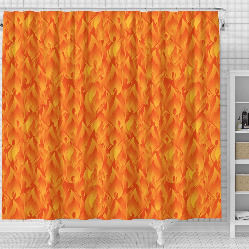 Flame Fire Pattern Print Bathroom Shower Curtain-grizzshop