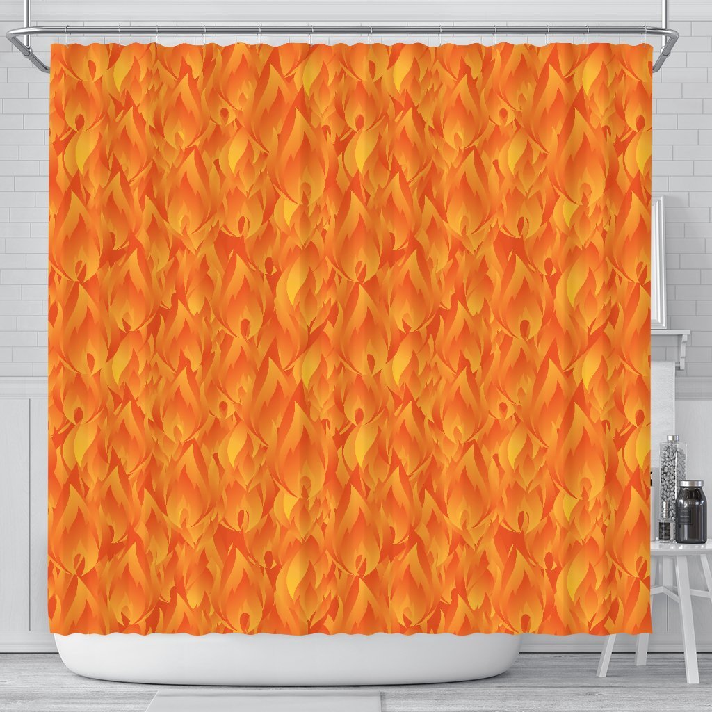 Flame Fire Pattern Print Bathroom Shower Curtain-grizzshop