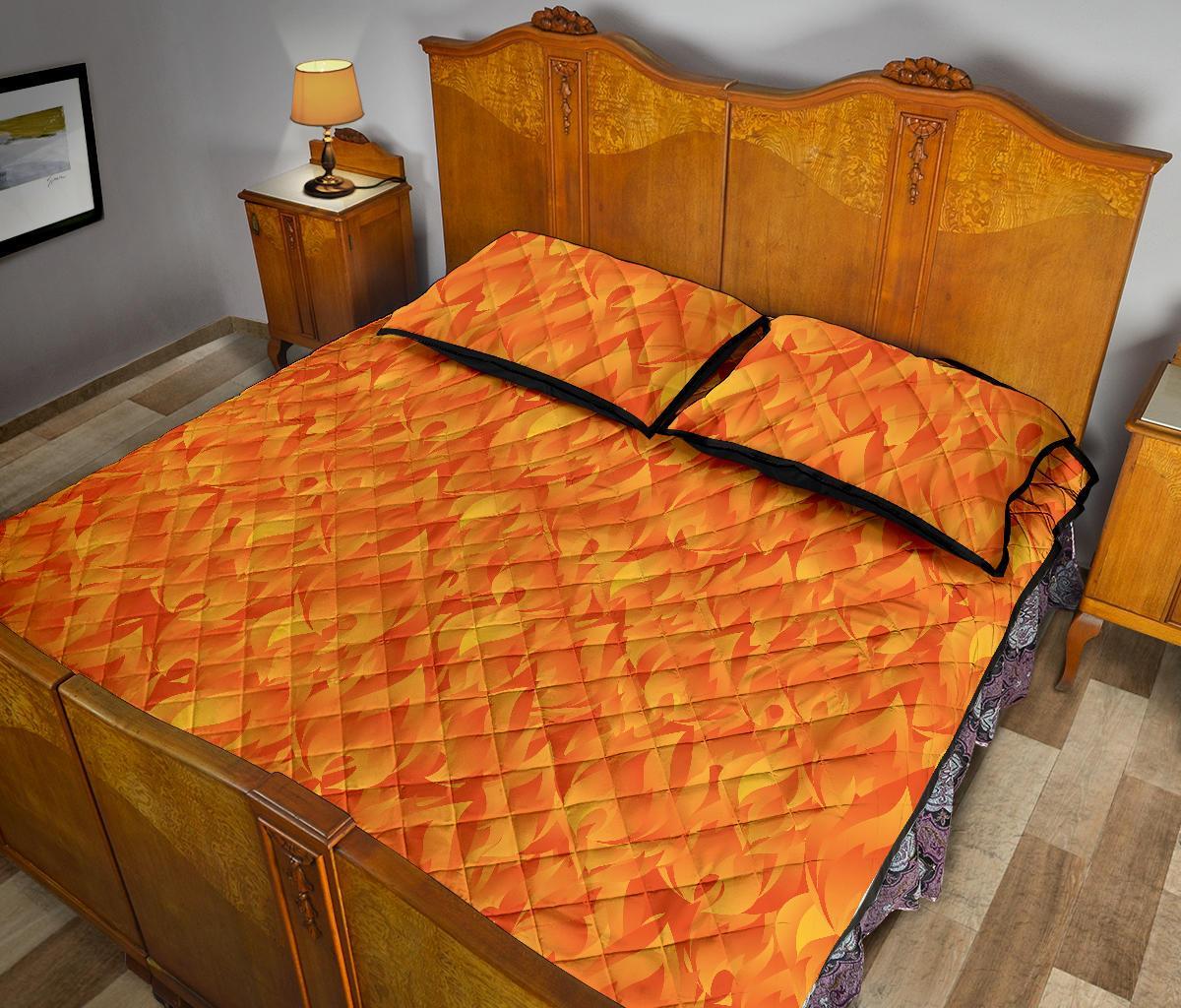 Flame Fire Pattern Print Bed Set Quilt-grizzshop