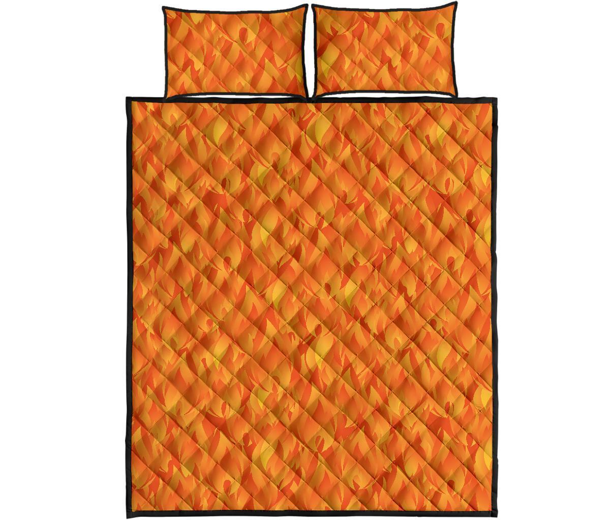 Flame Fire Pattern Print Bed Set Quilt-grizzshop