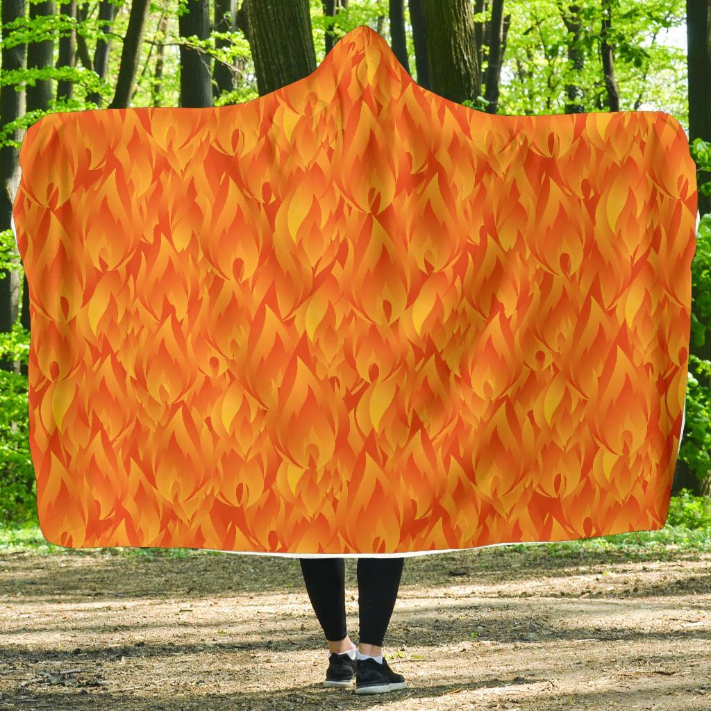 Flame Fire Pattern Print Hooded Blanket-grizzshop