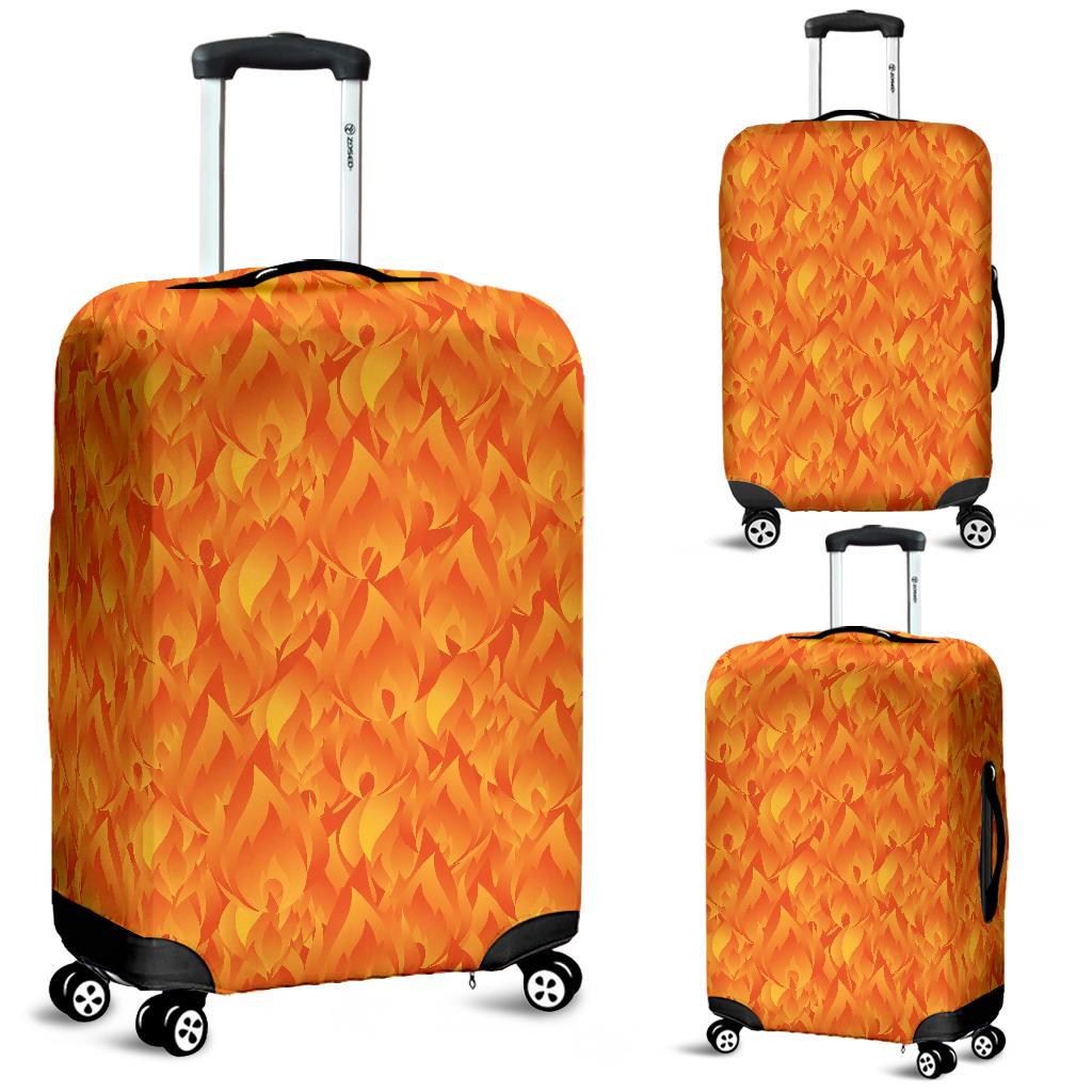 Flame Fire Pattern Print Luggage Cover Protector-grizzshop