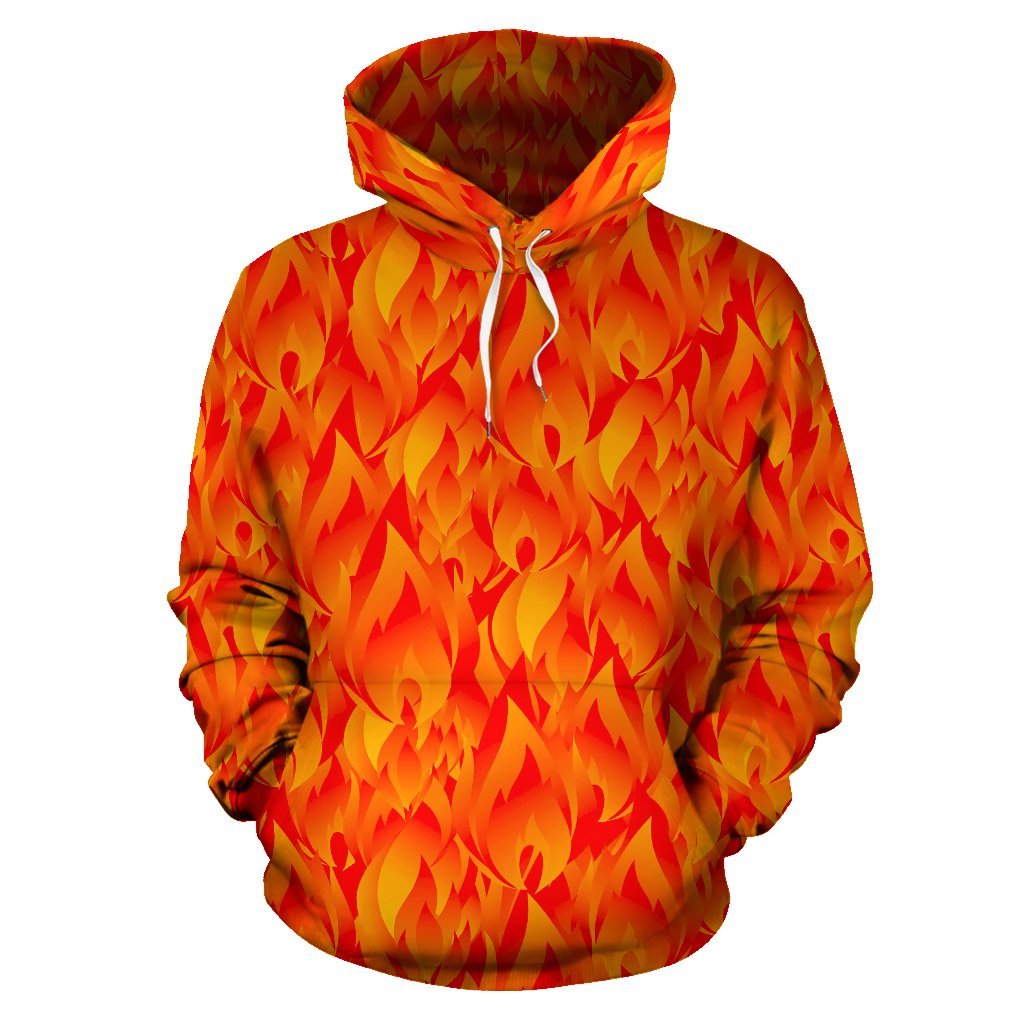 Flame Fire Pattern Print Men Women Pullover Hoodie-grizzshop