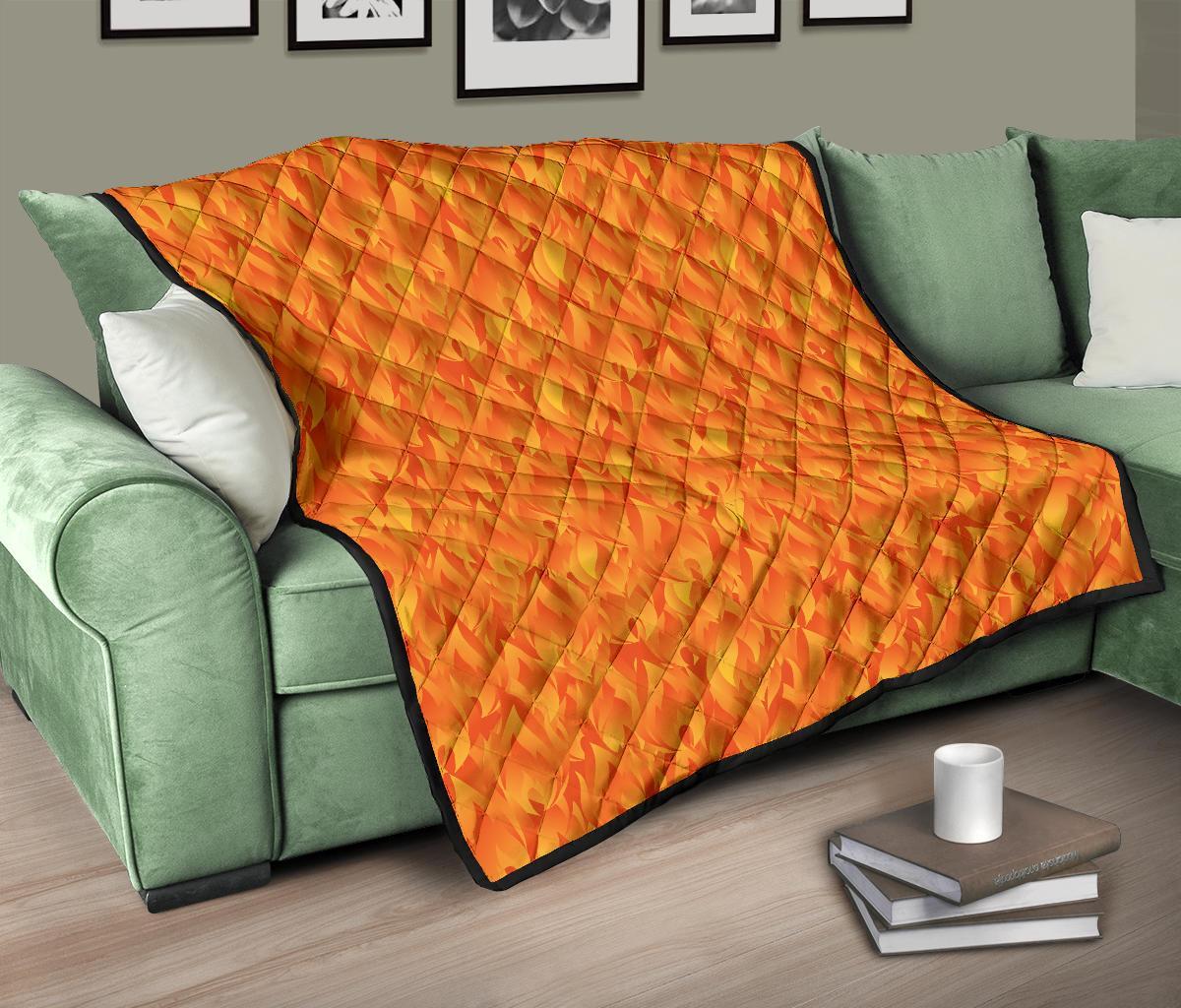 Flame Fire Pattern Print Quilt-grizzshop