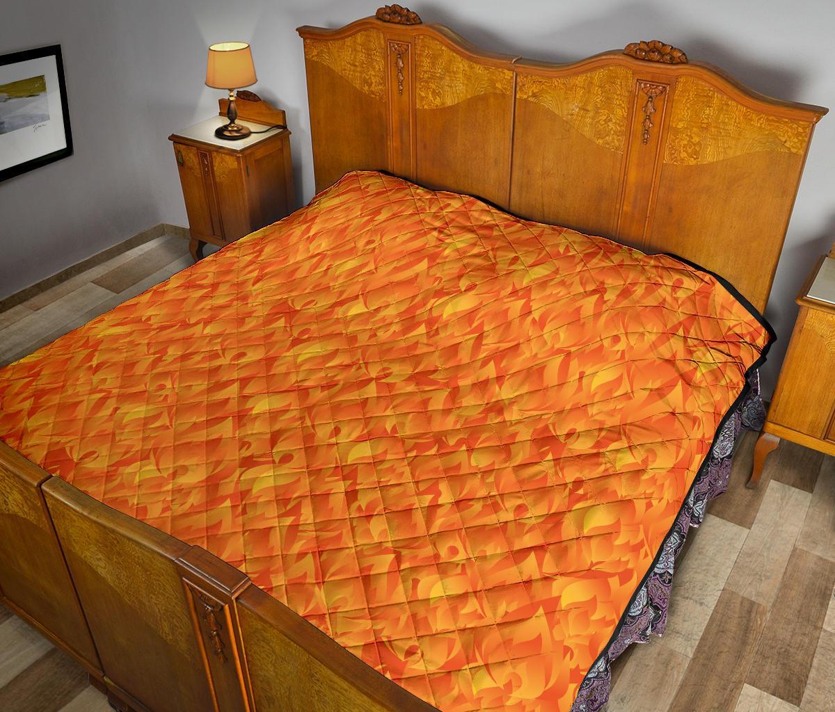 Flame Fire Pattern Print Quilt-grizzshop