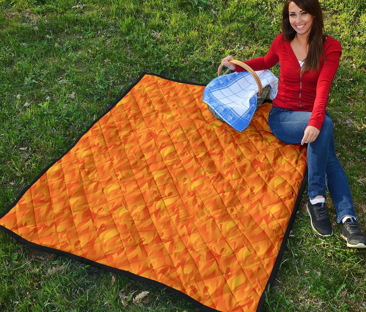 Flame Fire Pattern Print Quilt-grizzshop