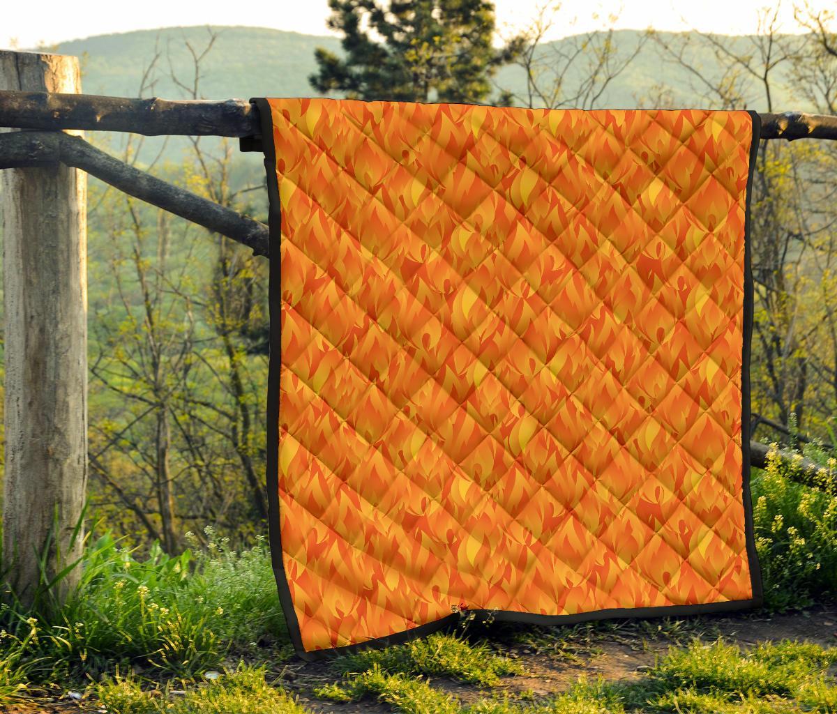 Flame Fire Pattern Print Quilt-grizzshop