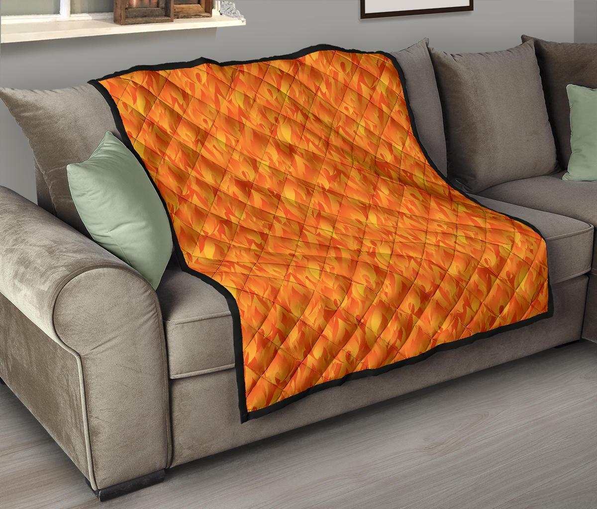 Flame Fire Pattern Print Quilt-grizzshop