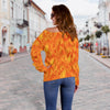 Flame Fire Pattern Print Women Off Shoulder Sweatshirt-grizzshop