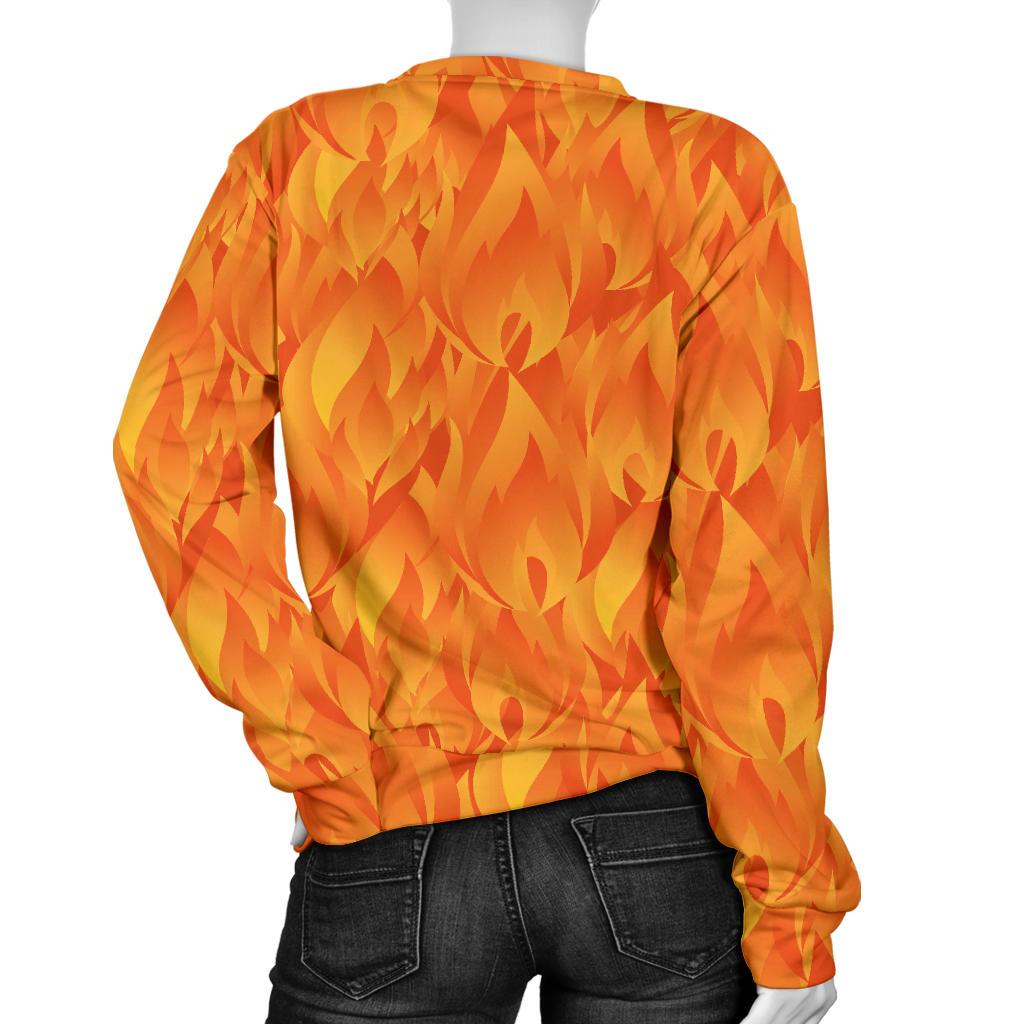 Flame Fire Pattern Print Women's Sweatshirt-grizzshop