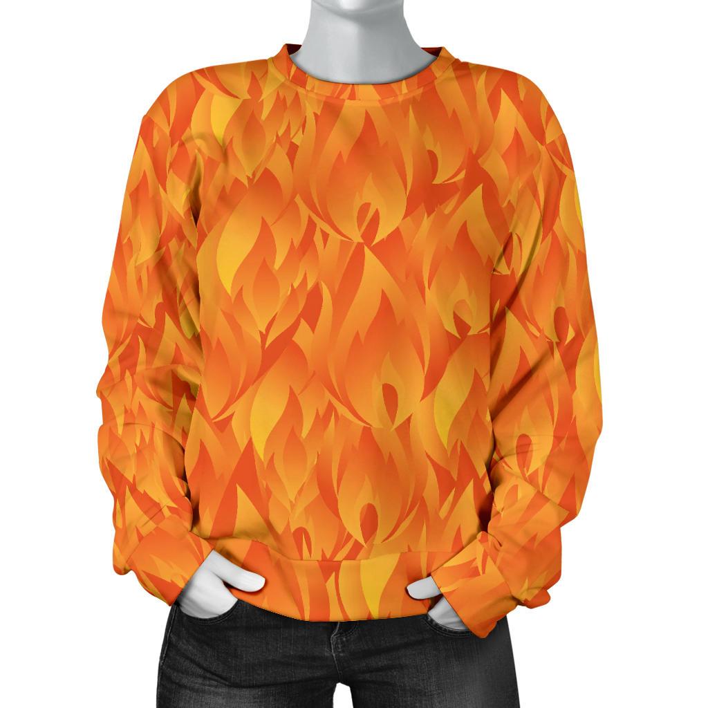 Flame Fire Pattern Print Women's Sweatshirt-grizzshop