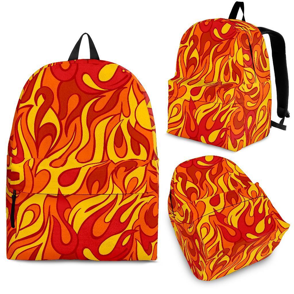 Flame Fire Print Pattern Backpack-grizzshop