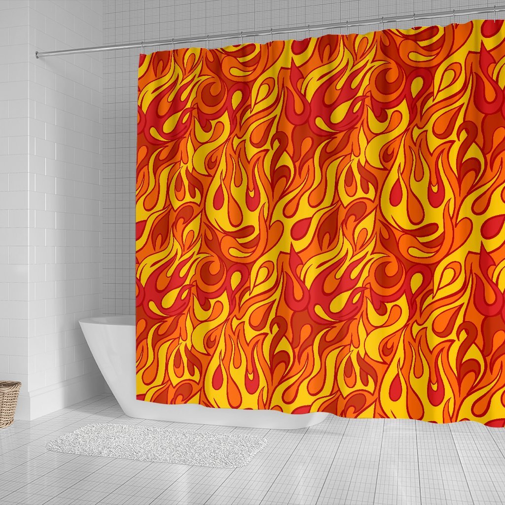 Flame Fire Print Pattern Bathroom Shower Curtain-grizzshop