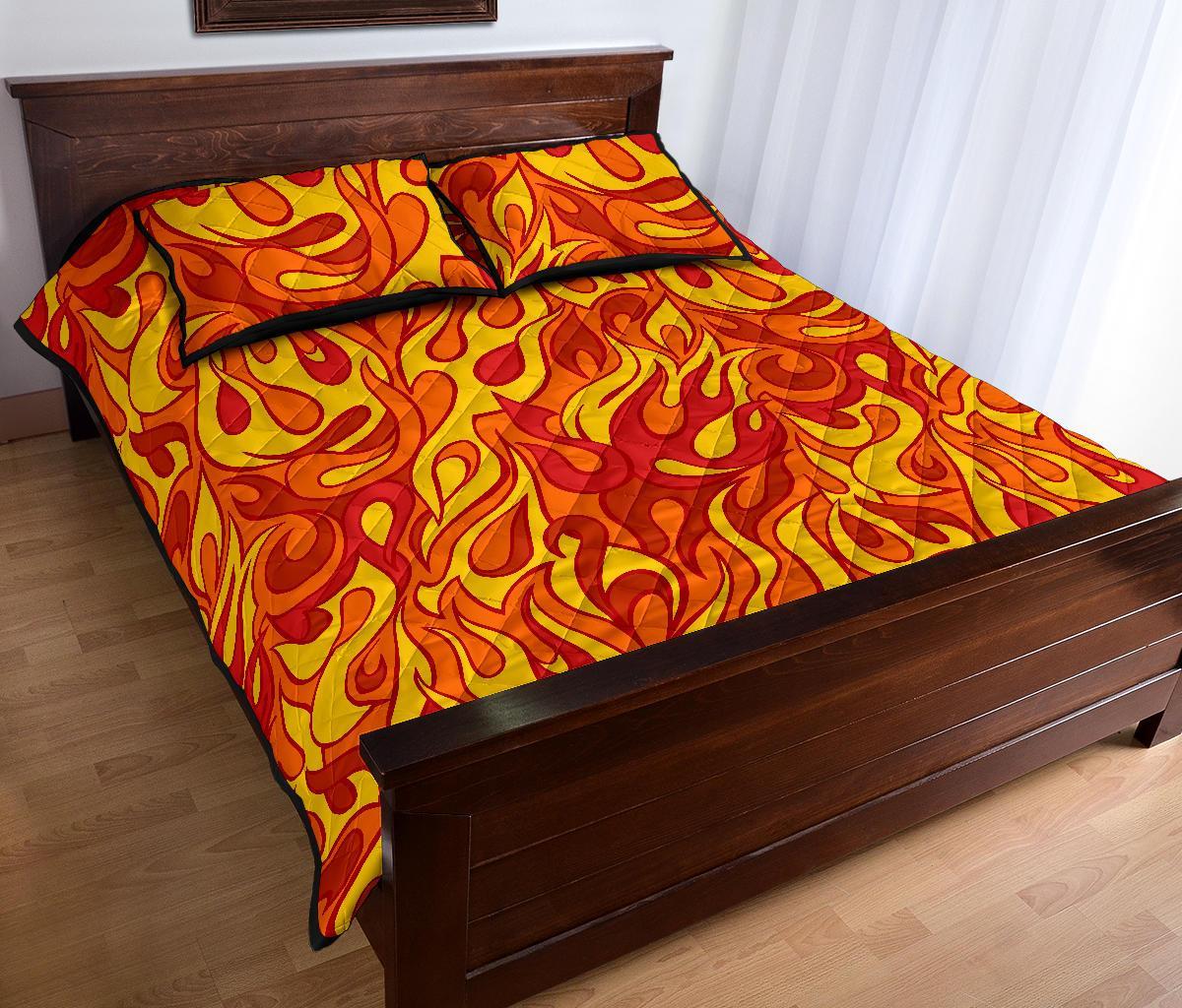 Flame Fire Print Pattern Bed Set Quilt-grizzshop