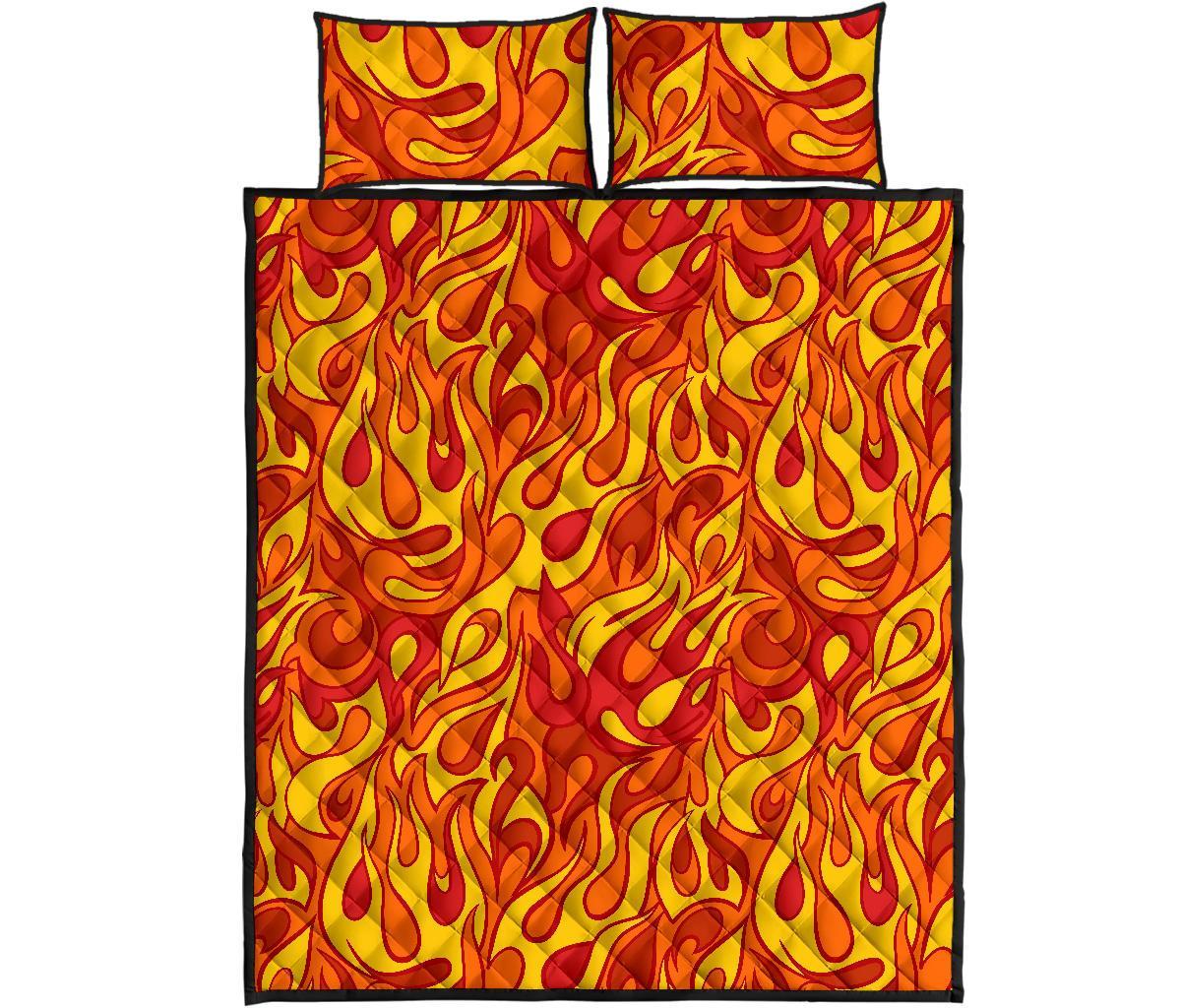 Flame Fire Print Pattern Bed Set Quilt-grizzshop