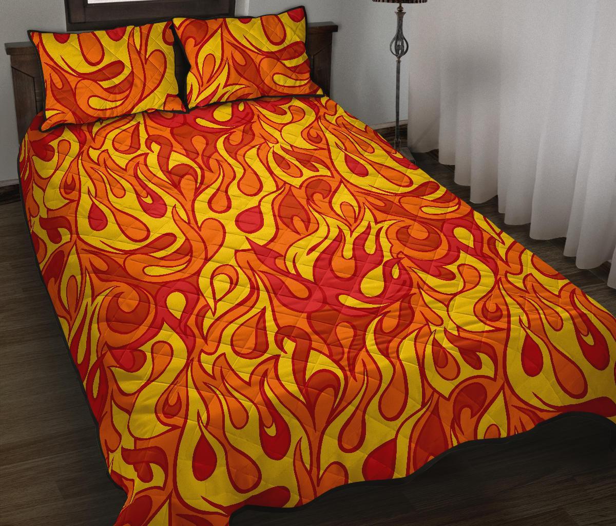 Flame Fire Print Pattern Bed Set Quilt-grizzshop