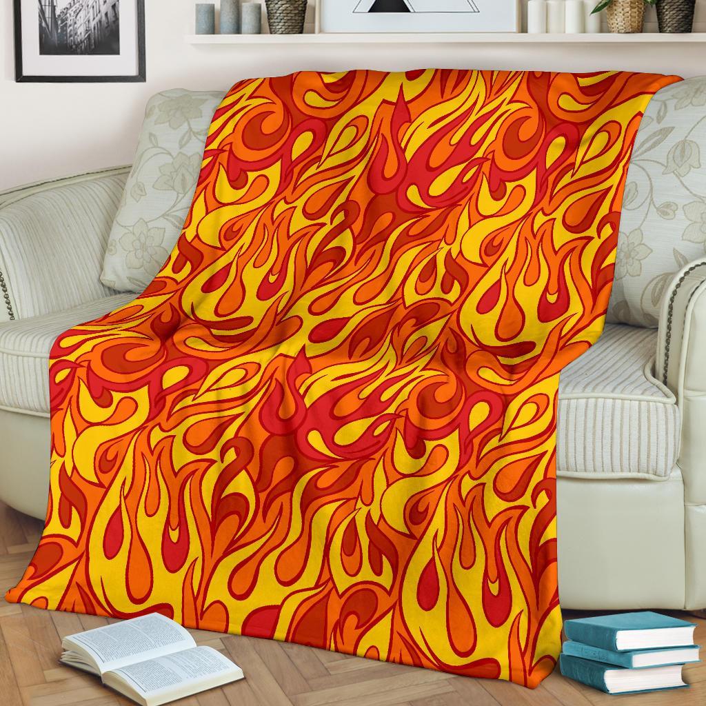 Flame Fire Print Pattern Blanket-grizzshop