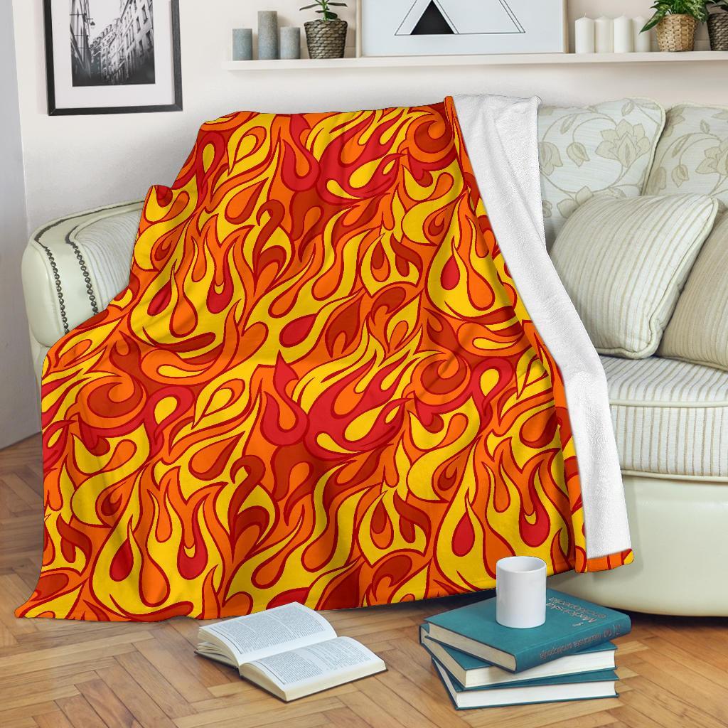 Flame Fire Print Pattern Blanket-grizzshop