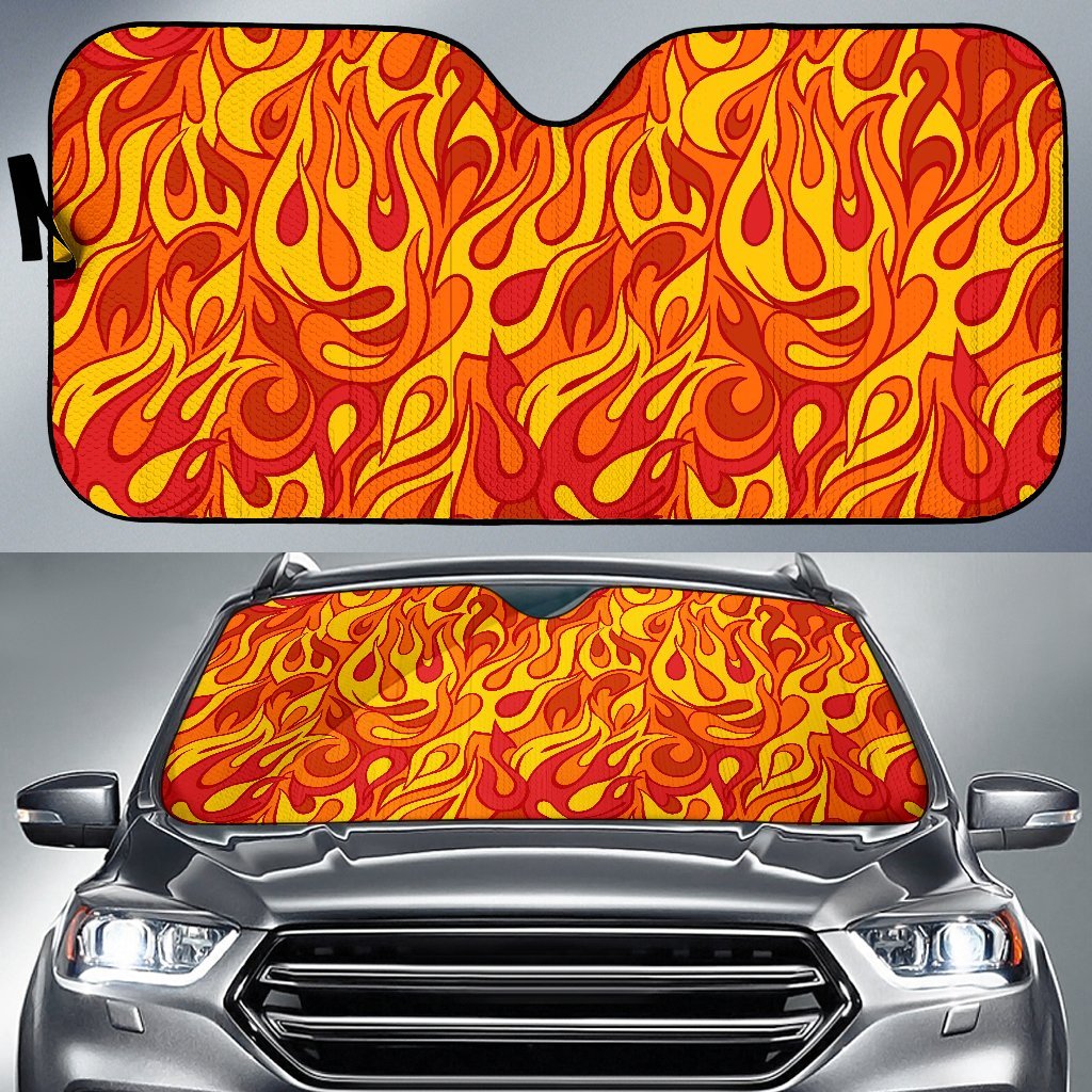Flame Fire Print Pattern Car Sun Shade-grizzshop
