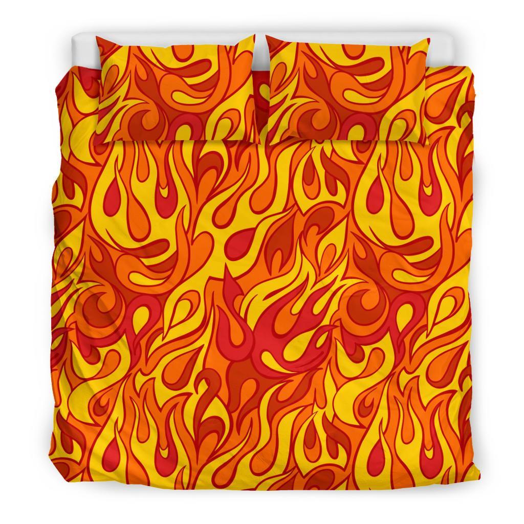 Flame Fire Print Pattern Duvet Cover Bedding Set-grizzshop
