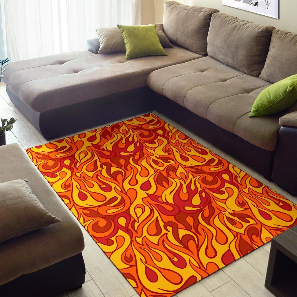 Flame Fire Print Pattern Floor Mat-grizzshop