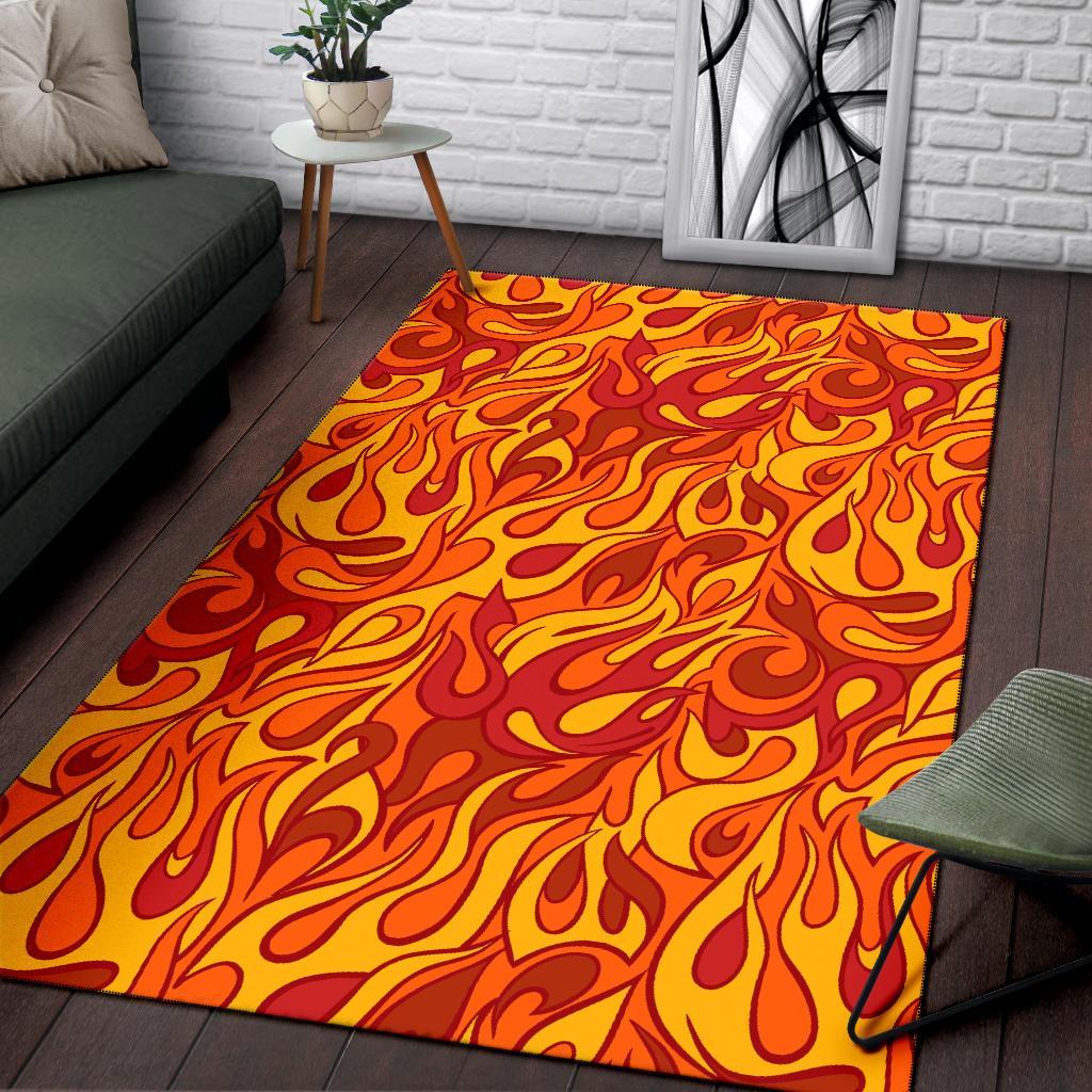 Flame Fire Print Pattern Floor Mat-grizzshop