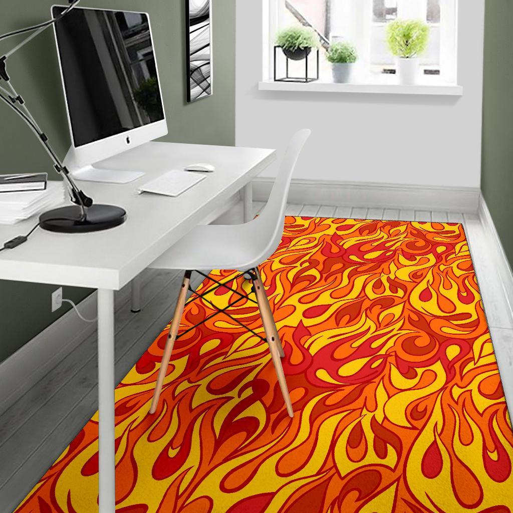 Flame Fire Print Pattern Floor Mat-grizzshop