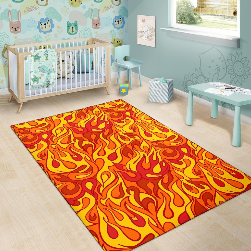 Flame Fire Print Pattern Floor Mat-grizzshop