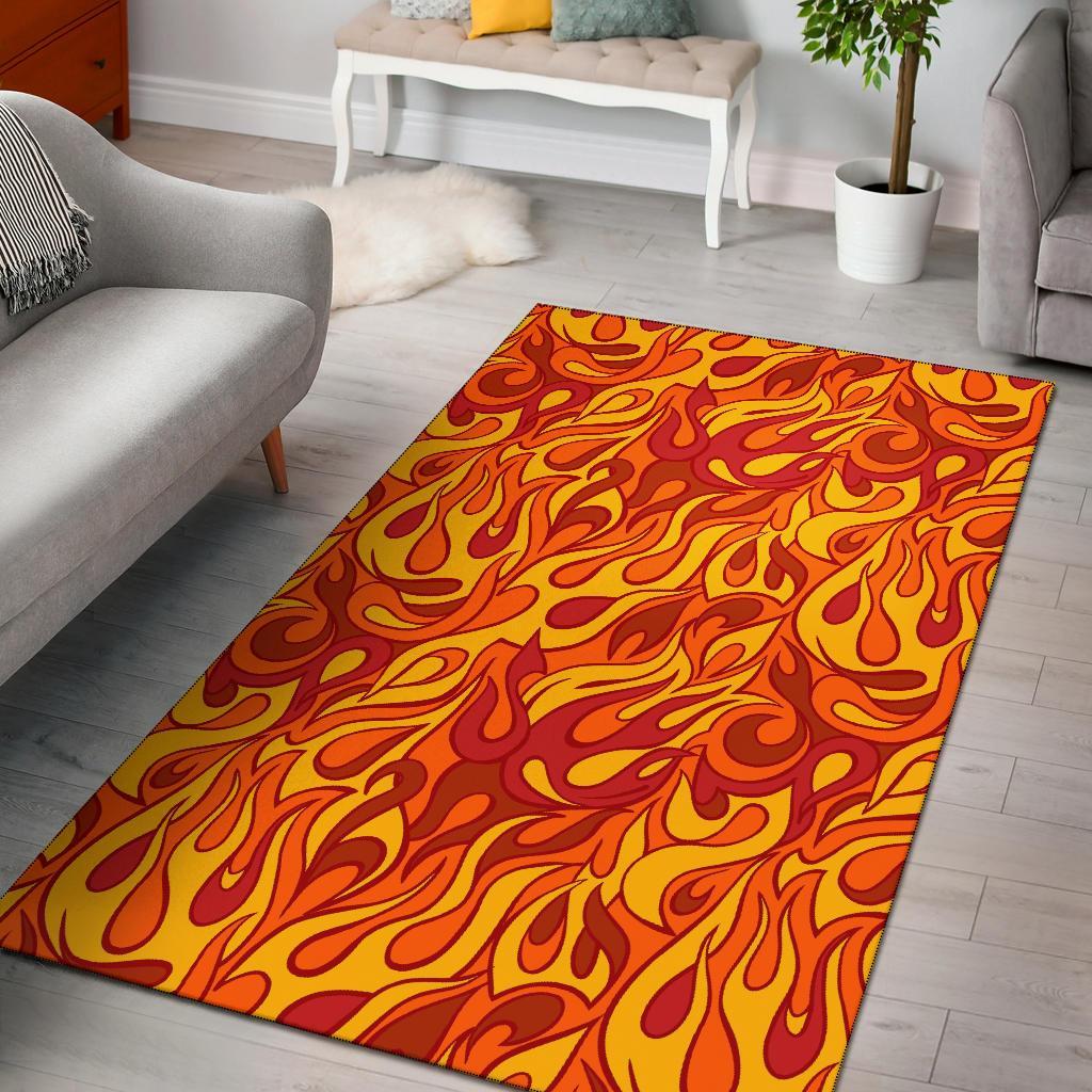 Flame Fire Print Pattern Floor Mat-grizzshop