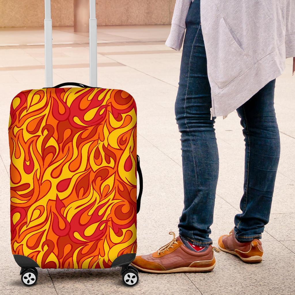 Flame Fire Print Pattern Luggage Cover Protector-grizzshop