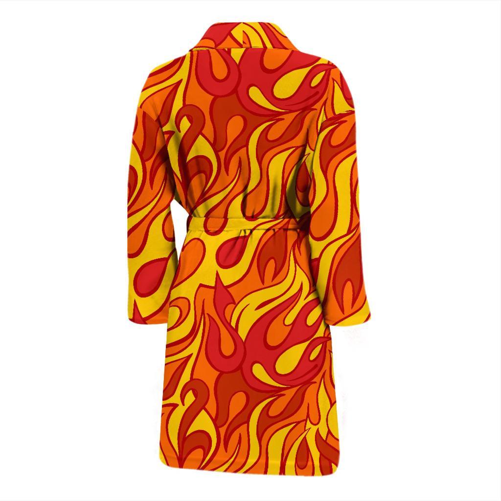 Flame Fire Print Pattern Men Long Robe-grizzshop