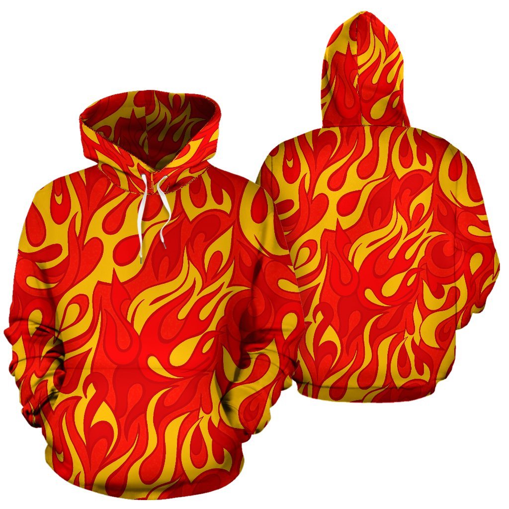 Flame Fire Print Pattern Men Women Pullover Hoodie-grizzshop