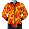 Flame Fire Print Pattern Men's Bomber Jacket-grizzshop