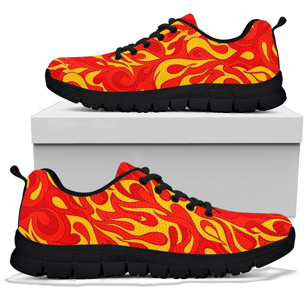 Flame Fire Print Pattern Sneaker Shoes For Men Women-grizzshop