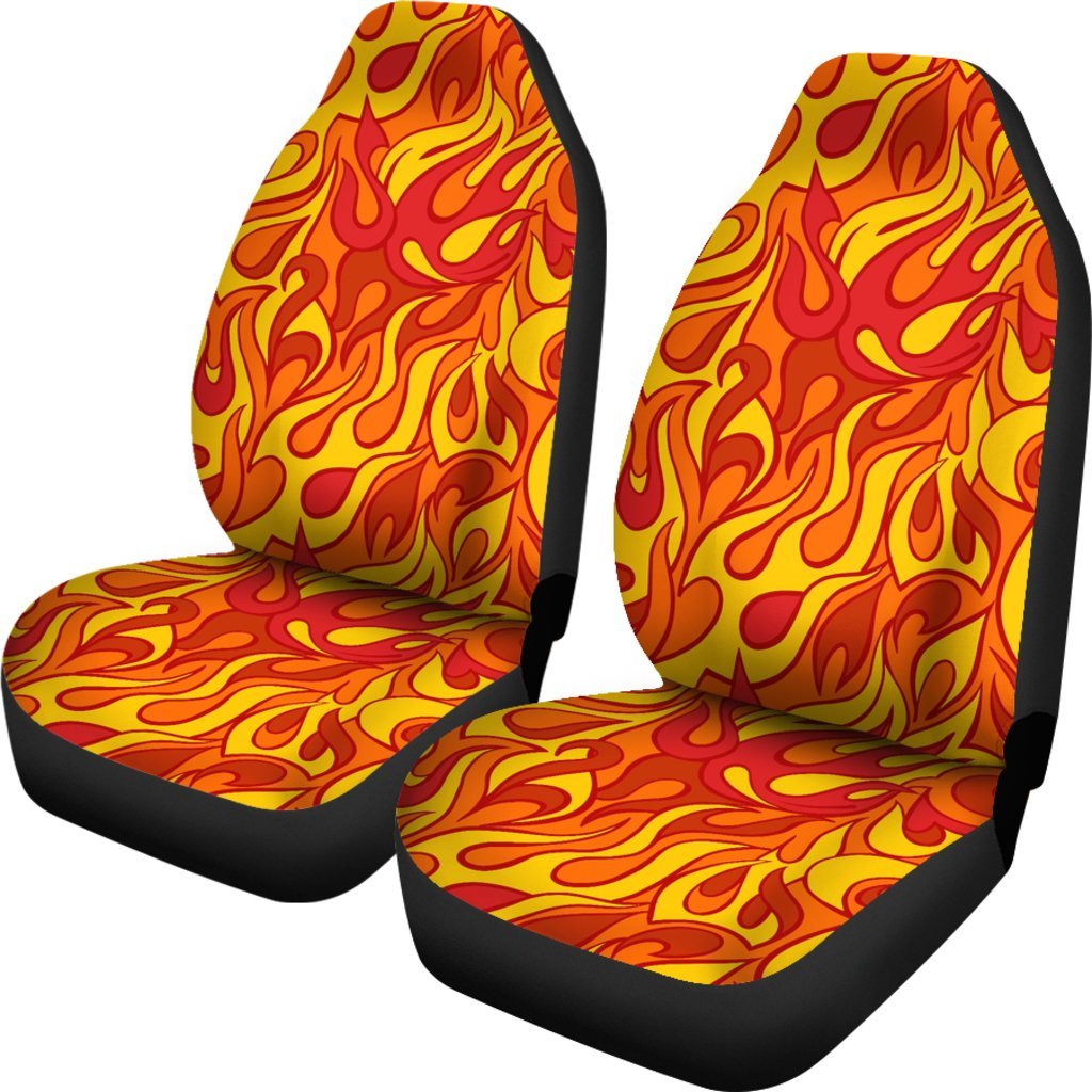 Flame Fire Print Pattern Universal Fit Car Seat Covers-grizzshop