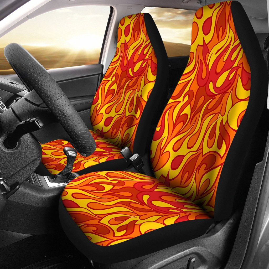 Flame Fire Print Pattern Universal Fit Car Seat Covers-grizzshop